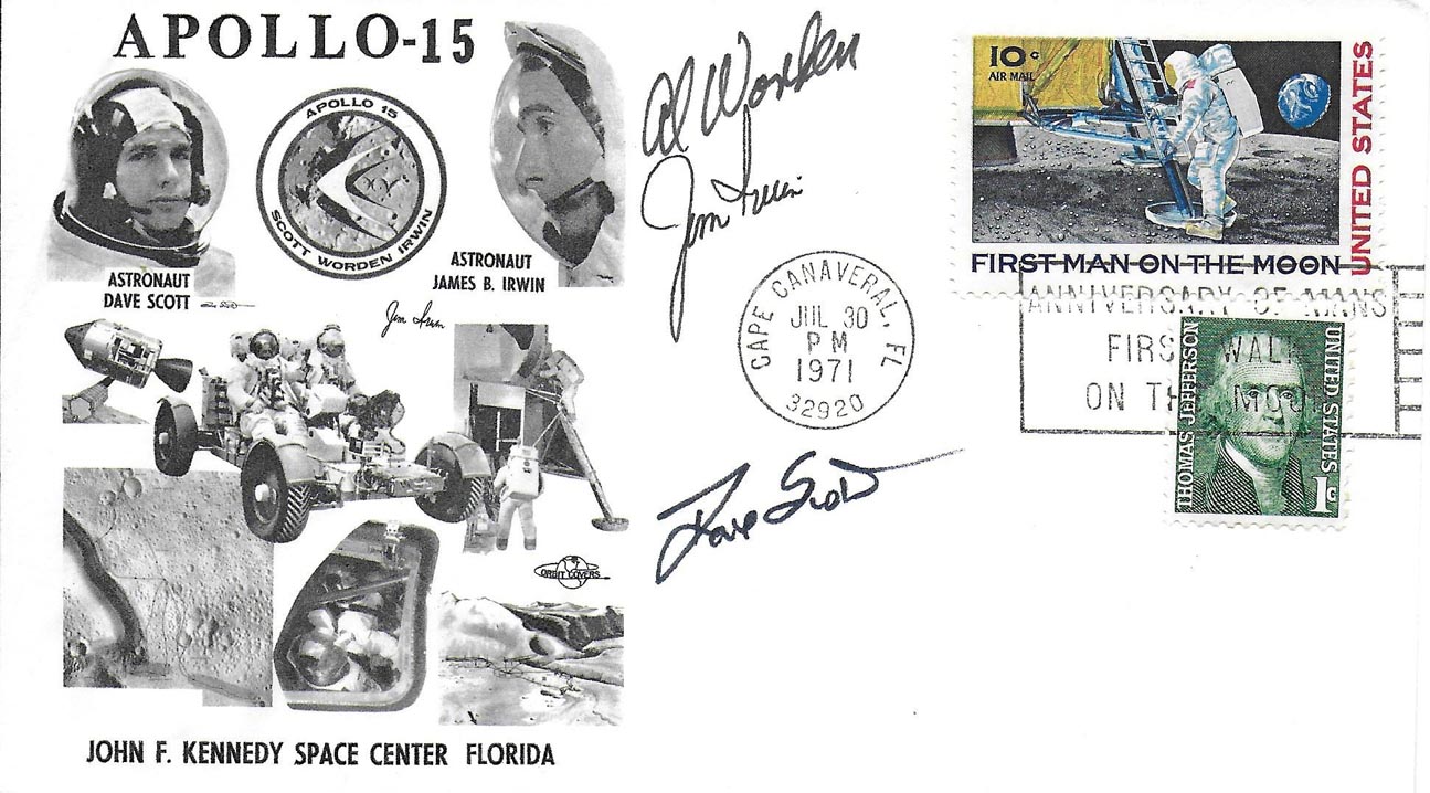 Apollo 15 Crew Signed Orbit Cover