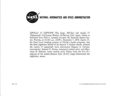 Apollo 17 Moonwalker Gene Cernan Signed NASA Launch Lithograph - Image 2