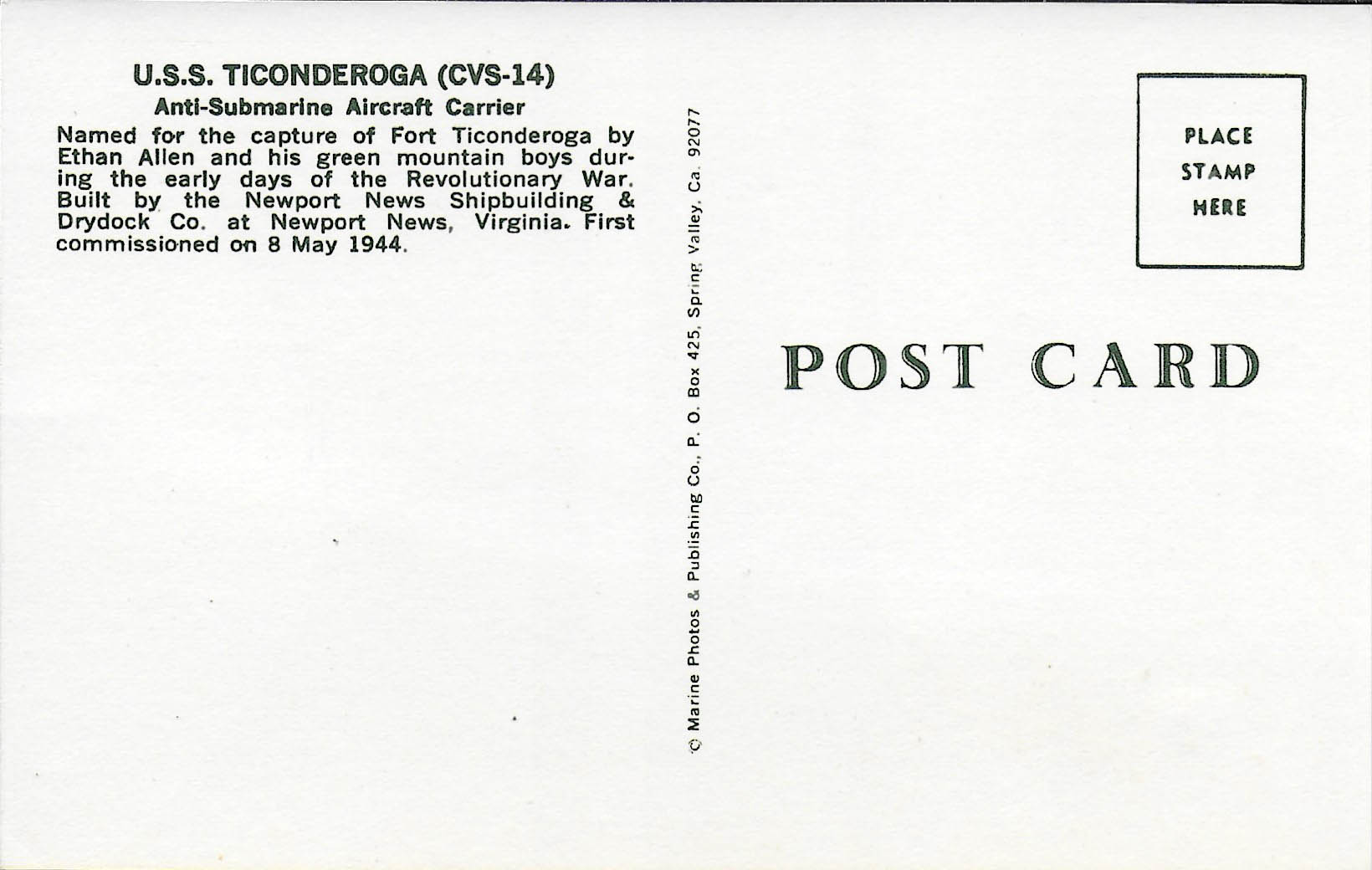 Apollo 17 Astronaut Ron Evans Signed Recovery Ship Postcard - Image 2