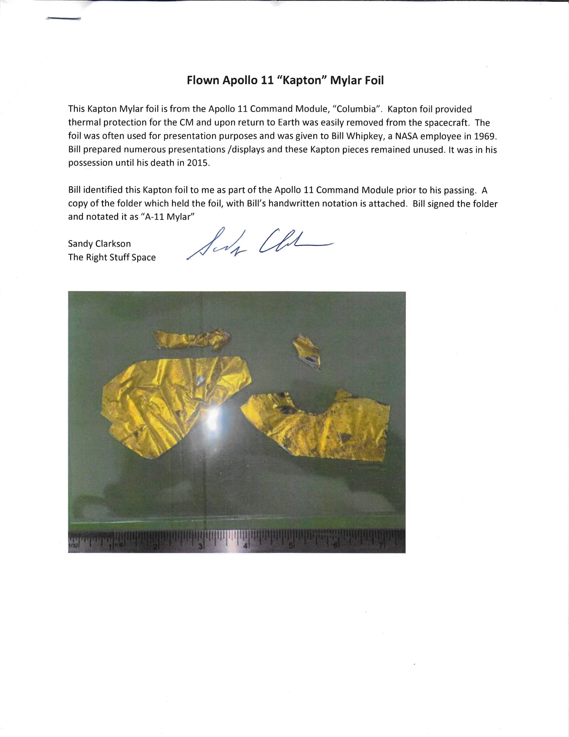 thumbnail image 2 of Genuine Apollo 11 Kapton Foil Relic – Authentic NASA Moon Mission Memorabilia (Armstrong & Buzz Aldrin) 2 of 4