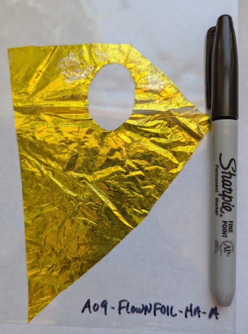 Apollo 9 LM Flown Kapton Foil Huge Piece 5.75 x 4.5 Inches #A09-FLOWNFOIL-HA-A