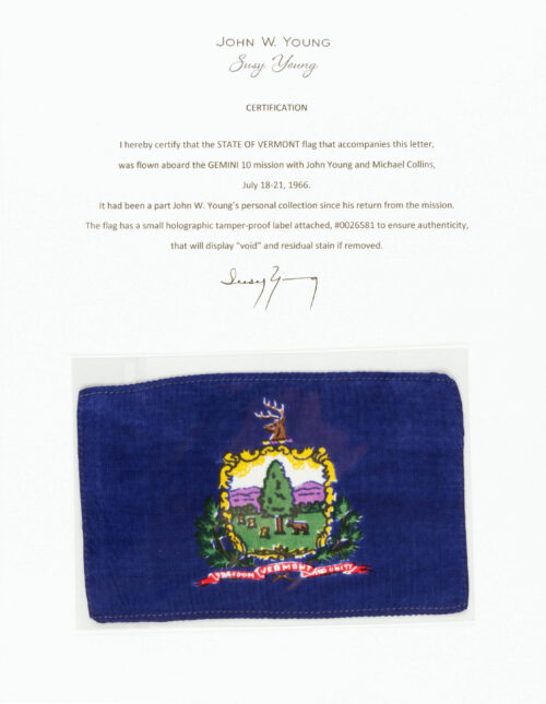 Gemini 10 Flown Vermont Flag Ex. John Young