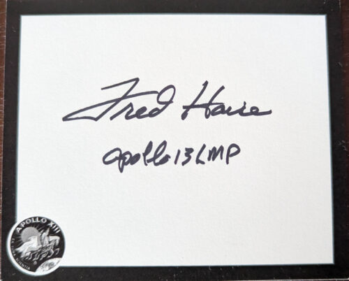Apollo 13 Fred Haise Signed Book Label and Book Never Panic Early
