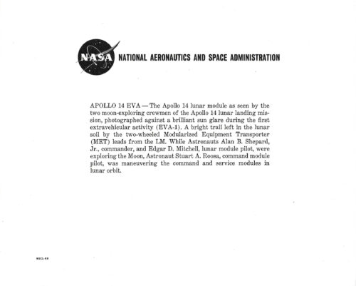 Apollo 14 Moonwalker Edgar Mitchell Signed NASA Apollo 14 EVA Lithograph - Image 2