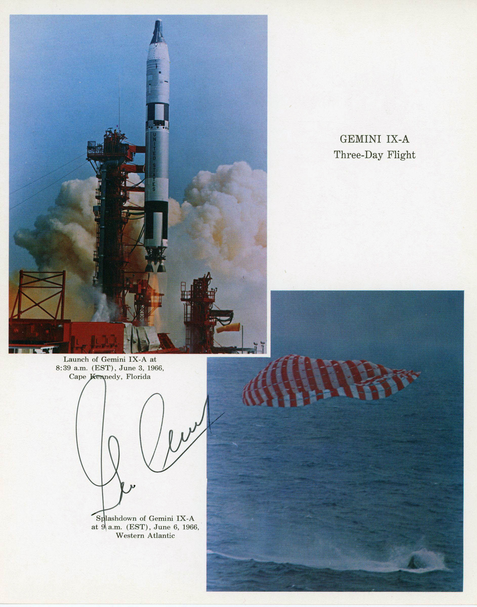 Gemini 9 Gene Cernan Signed NASA Lithograph