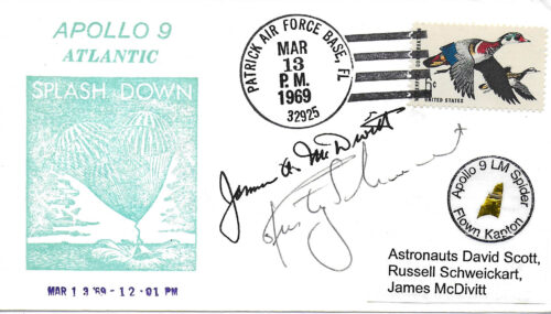 Apollo 9 Jim McDivitt & Rusty Schweickart Signed Cover with Flown LM Kapton Foil (Copy)