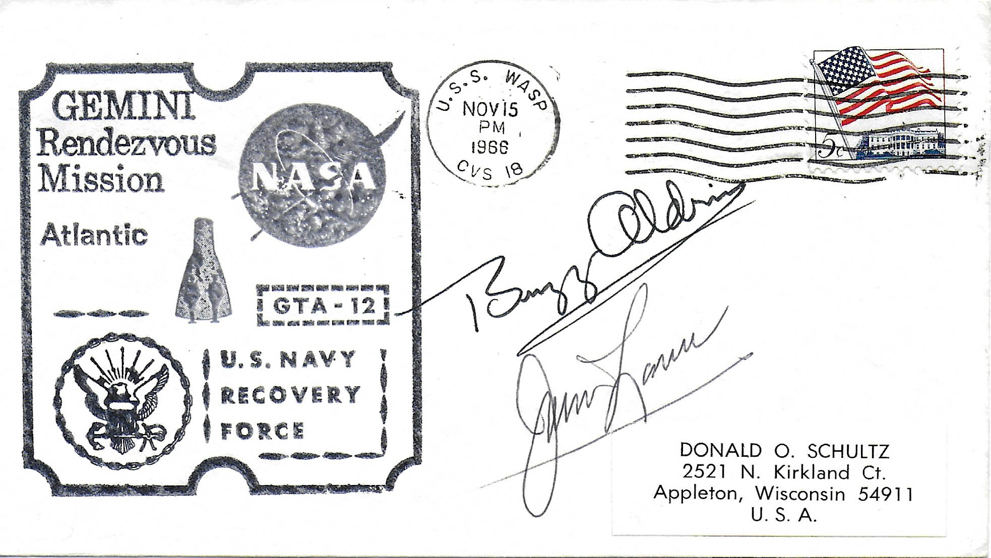 Gemini 12 Crew Signed Recovery Ship Cover