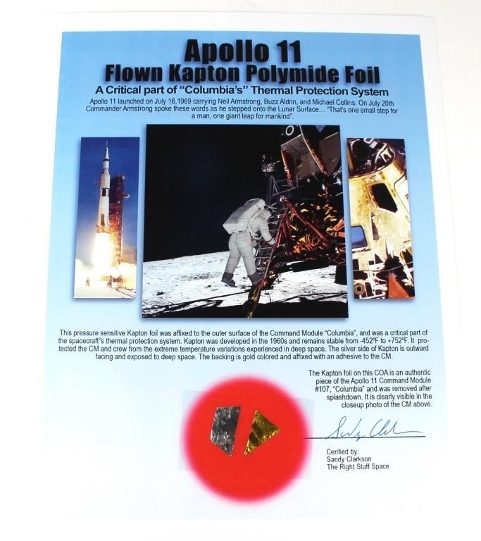 Apollo 11 Flown Kapton Foil Pieces on Right Stuff Presentation - Image 2