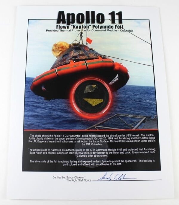 Apollo 11 Flown Kapton Foil Pieces on Right Stuff Presentation ...