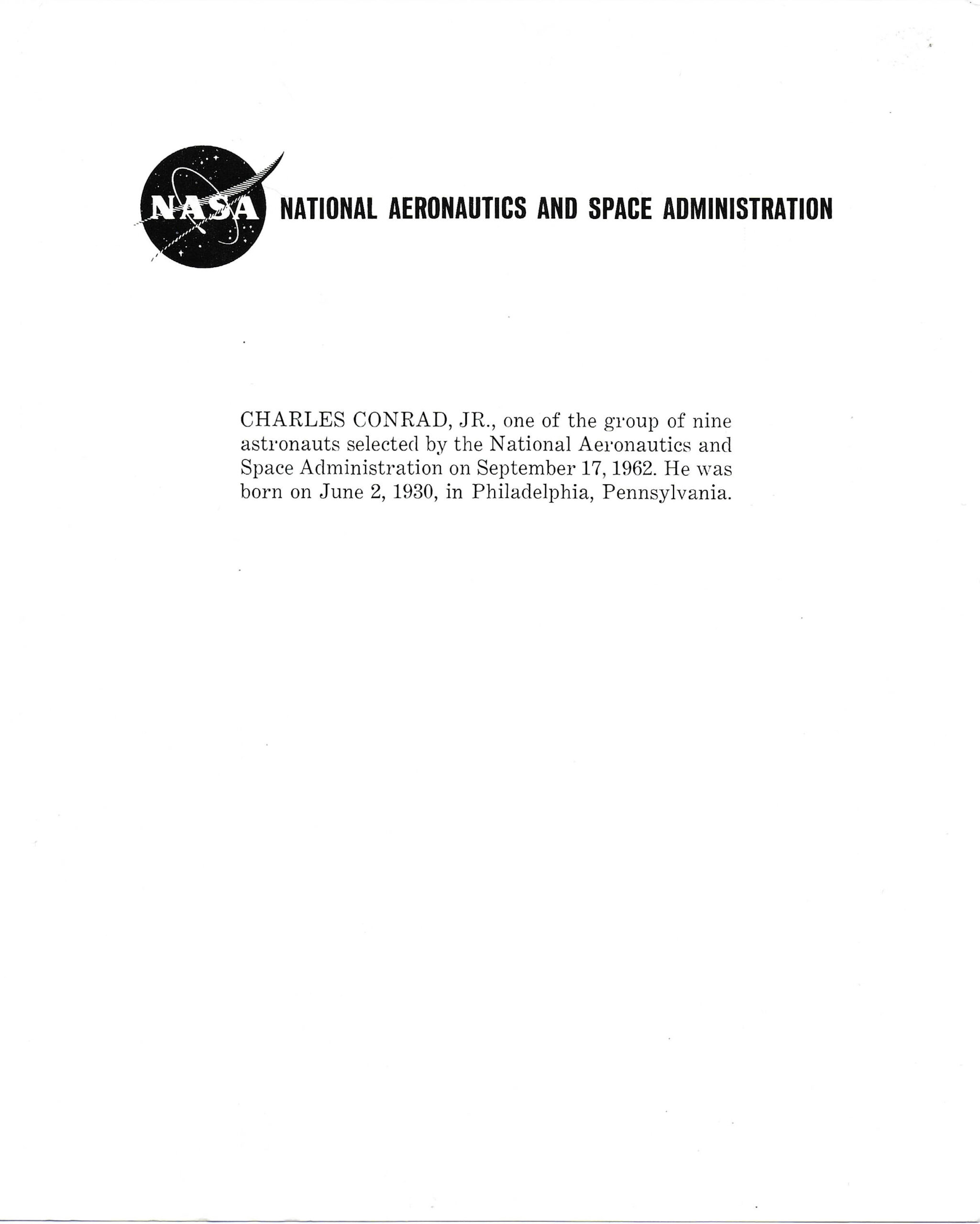Apollo 12 Moonwalker Charles Conrad Signed NASA WSS Lithograph - Image 2