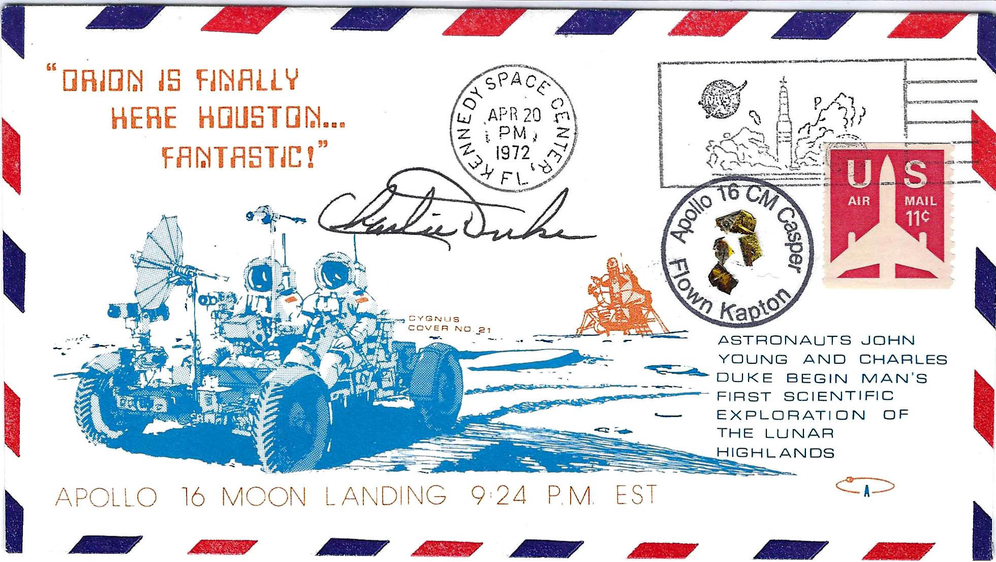 Apollo 16 Charlie Duke Signed Flown Kapton Foil Cover SE1 #10/10