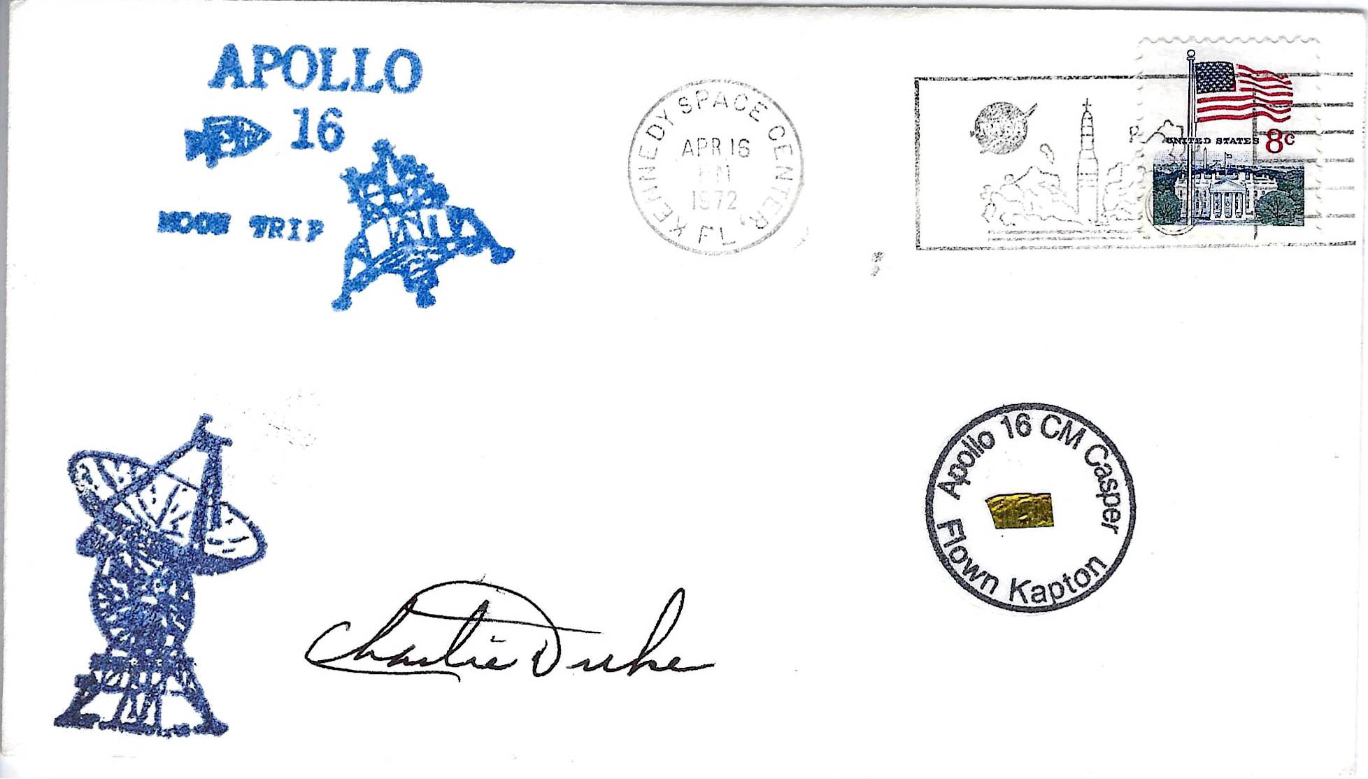 Apollo 16 Charlie Duke Signed Flown Kapton Foil Cover SE1 #6/10