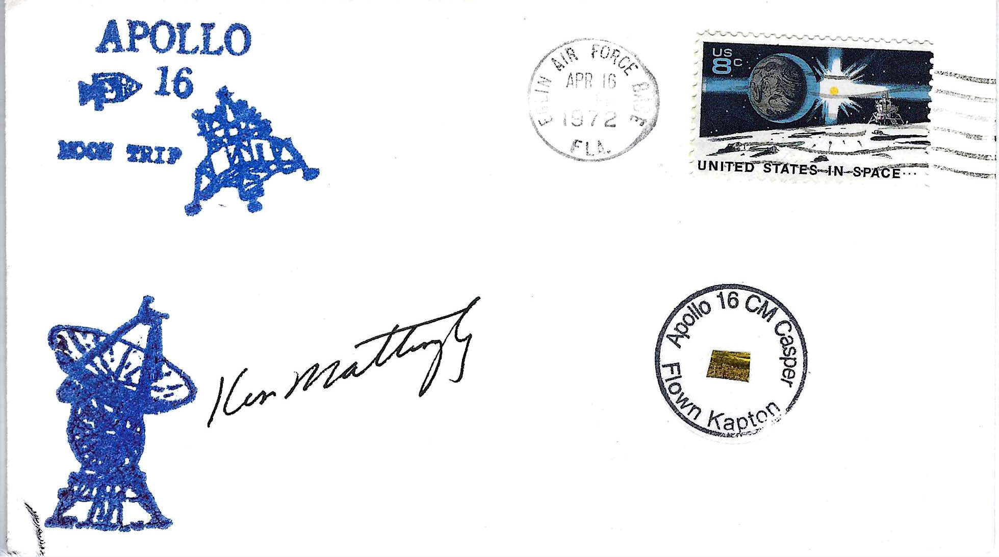Apollo 16 Ken Mattingly Signed Flown Kapton Foil Cover SE1 #9/10