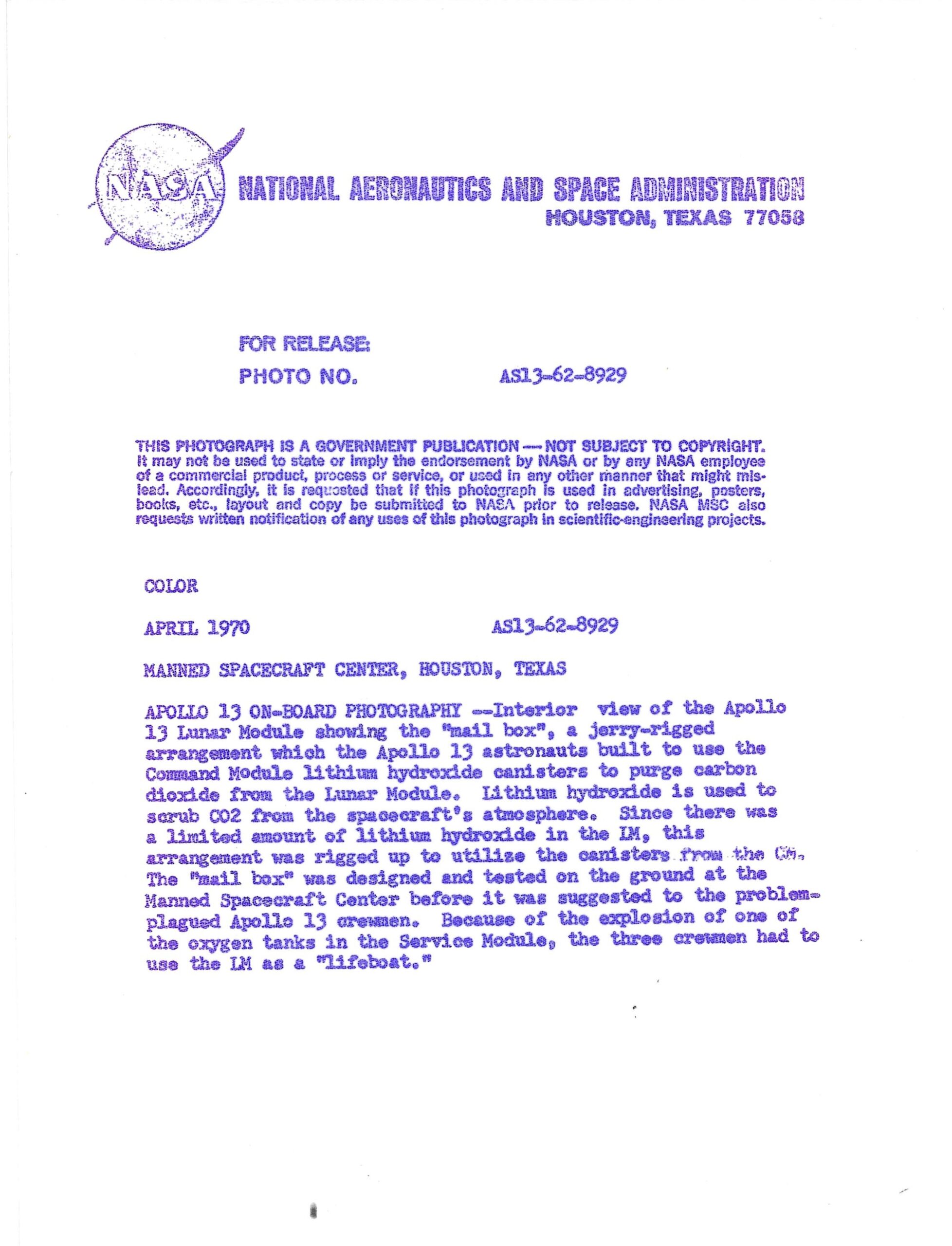 Apollo 13 Fred Haise Signed Color NASA Red # Photograph of Moon From Orbit (Copy) - Image 2