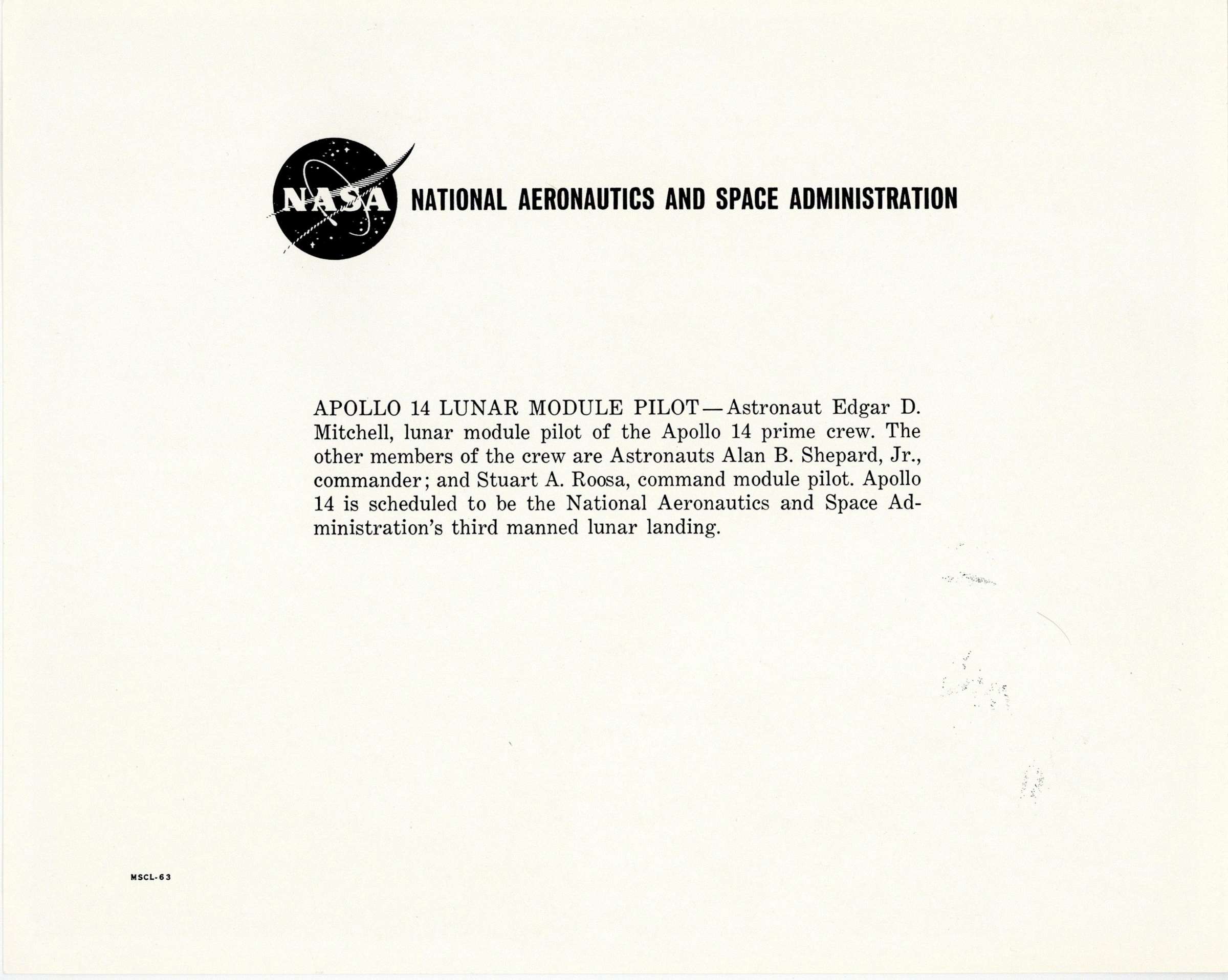 Apollo 14 Moonwalker Edgar Mitchell Signed NASA WSS Lithograph - Image 3